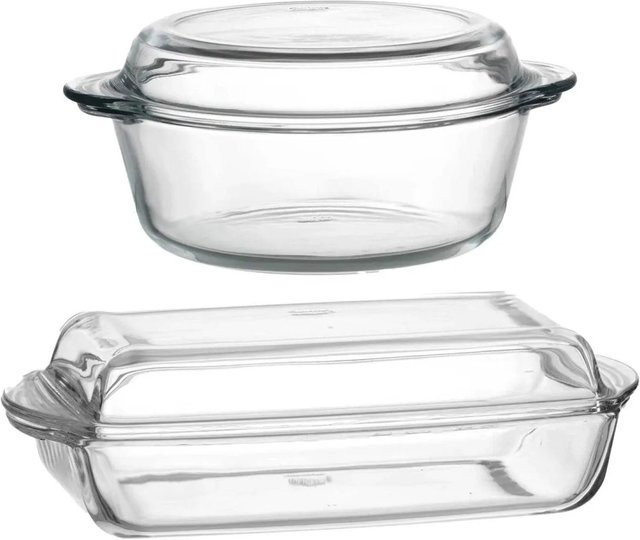 Ritzenhoff & Breker Cucina Auflaufformen aus Glas mit Deckel 2er Set, transparent, 2l und 2,8l - Bild 1