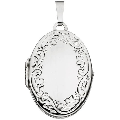 Colfem Medaillon Anhänger, oval, 585 Weißgold, Unisex - Bild 1