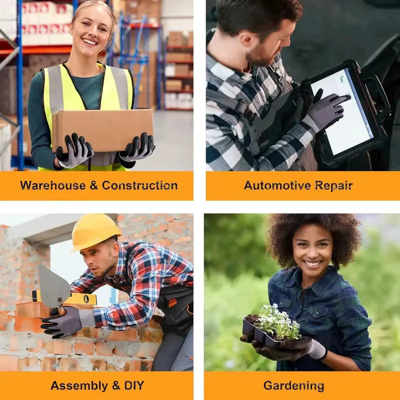 12er Pack Arbeitshandschuhe von YUMARCH in Grau mit Nitril-Beschichtung und Mikroschaum für Touchscreen-Bedienung - Bild 5