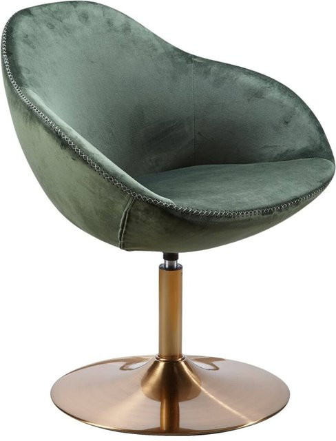 Wohnling Sessel in Grün und Gold mit Samtbezug und Metallgestell, B/H/T: 70 x 79 x 70 cm - Bild 1