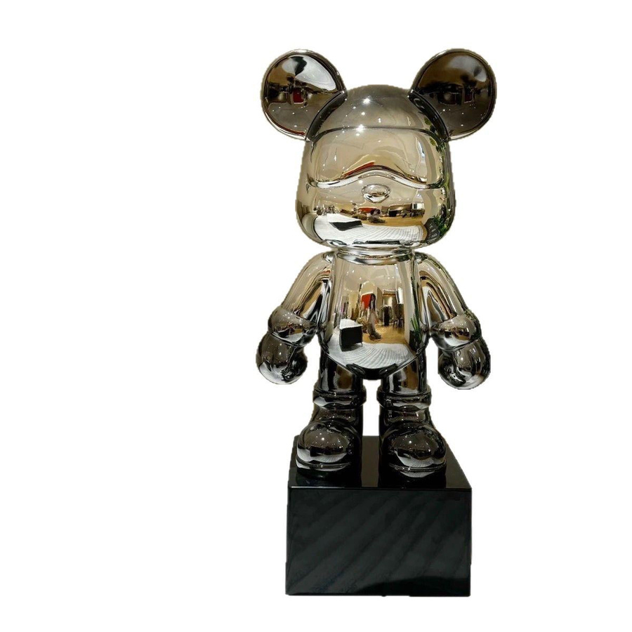 Galvanisiertes Cool Bear Sparschwein als moderne Dekoration in Silber, Höhe: 60 cm, Breite: 50 cm, Tiefe: 10 cm - Bild 2