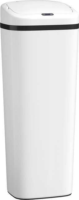 HOMCOM Automatischer Küchenmülleimer aus Edelstahl mit Infrarotsensor und manuellem Modus, 50 l, Weiß - Bild 1