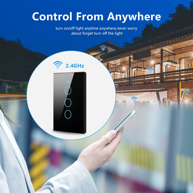 Manhot Smart Wand-Touch-Schalter in Weiß, Tuya WIFI WLAN Lichtschalter ohne Neutralleiter, kompatibel mit Alexa und Smart Life, Glas-Design - Bild 5