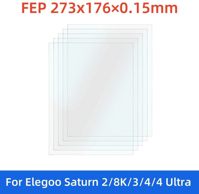 5 Stück VOLFAN FEP-Ablösefolien transparent für Saturn 2/8K/3/Ultra/4/4 Ultra Harz-LCD-3D-Drucker B/T/H: 273 x 176 x 0,15 mm - Bild 1