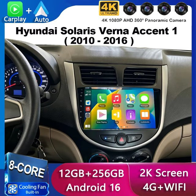 Android 16 DSP Autoradio mit GPS für Hyundai Solaris Verna Accent 1 in Schwarz - Bild 1