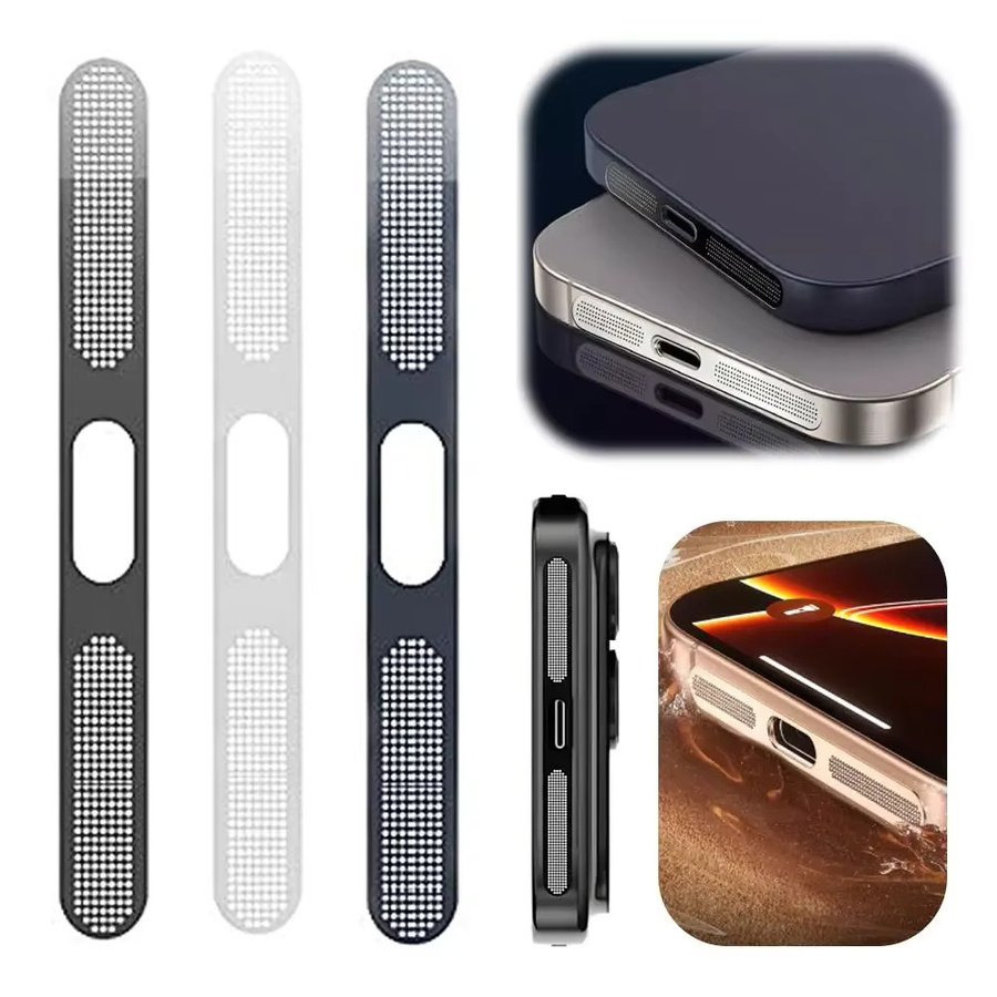 2er-Set Metall Staubschutz-Netz Aufkleber für Apple iPhone 17 Air 17 Pro Max 16 15 14 13 Pro Max in Silber für Hörer und Lautsprecher in einfacher Installation - Bild 2