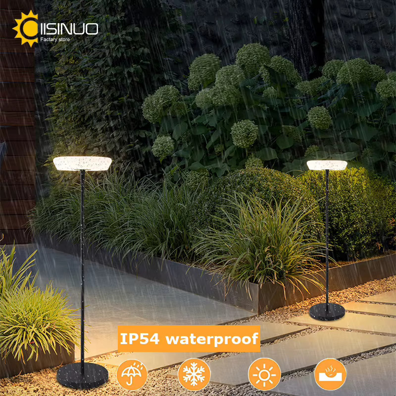 IISINUO Solare Außenstehlampe in Weiß, moderne Gartenleuchte mit IP65 Wasserschutz und warmweißem Licht - Bild 3