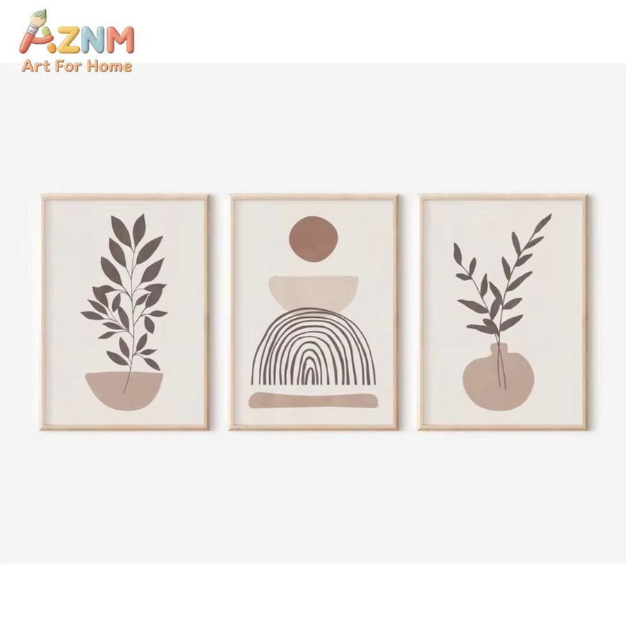 Potdemiel Boho Kunstposter-Set mit abstrakten geometrischen Motiven in Beige aus Papier - Bild 2