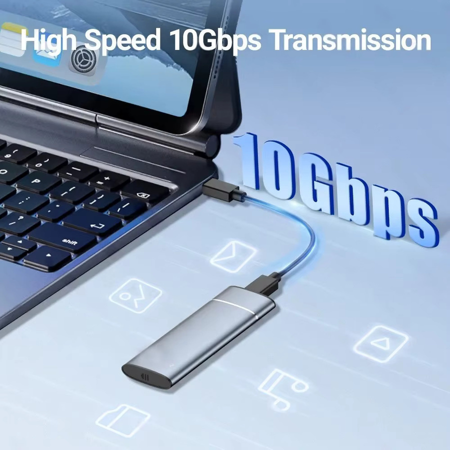 Kebidu M.2 SATA NVMe SSD Gehäuse mit 10 Gbit/s, Externer USB-C Typ C Festplattenadapter für M.2 2230 2242 2260 2280 SSDs - Bild 2