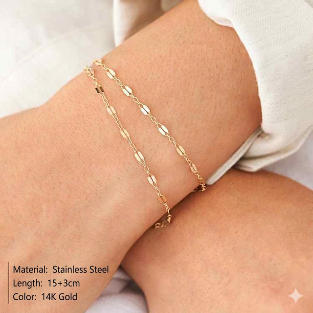 St.delan Kettenarmband, 14K vergoldetes Edelstahl, Gold, Damen - Bild 1