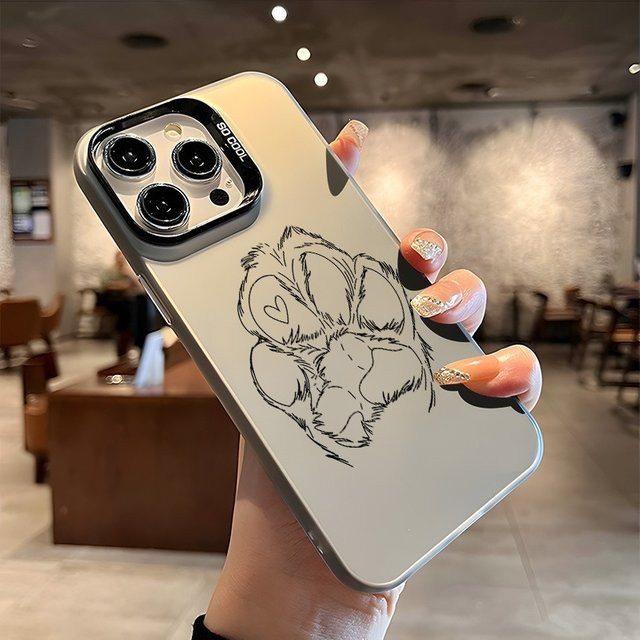 Galvanisierte TPU-Handyhülle mit Tierpfoten-Herzmuster in Schwarz für Apple iPhone 11 bis iPhone 17 Pro Max sowie Mini, Plus, SE und X/Xs/Xr Modelle - Bild 1