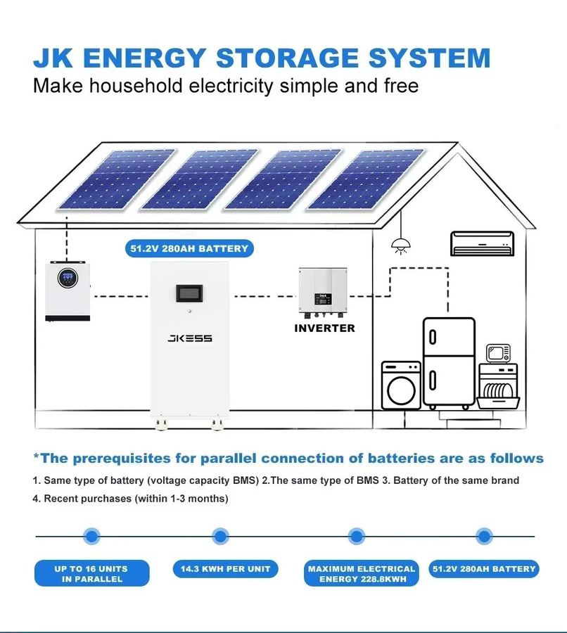 JKESS LiFePo4 Batterie DIY-Kit Energiespeichersystem 15kWh 51.2V 314Ah mit JKBMS PB2A16S20P und LCD-Display - Bild 3