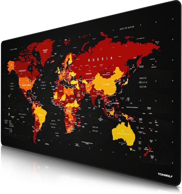 Titanwolf Gaming Mauspad XXXL Speed Mousepad Weltkarte rot B/T: 120 x 60 cm - Bild 1