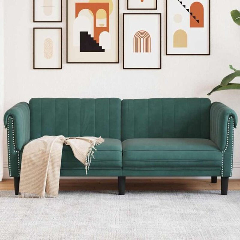 Vidaxl 2-Sitzer Sofa aus Samt in Grün im Modernen Retro-Stil - Bild 1