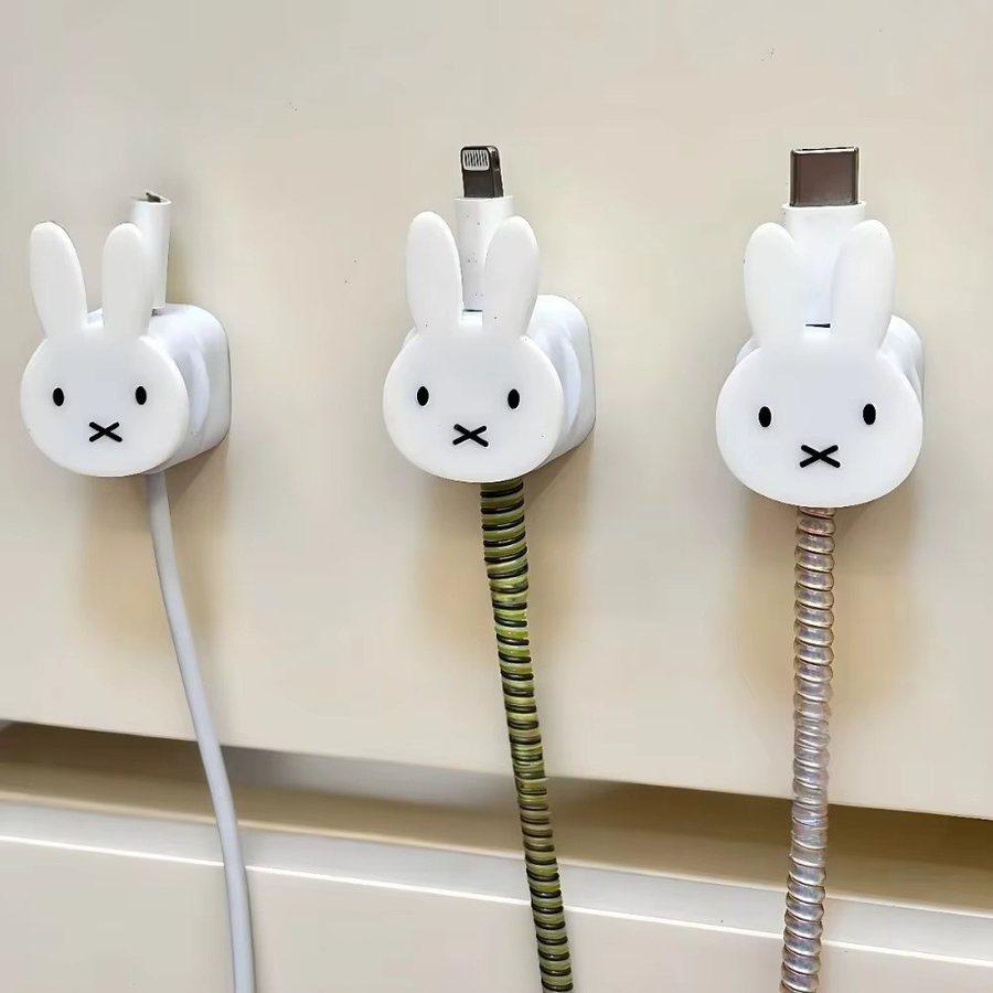 3-teiliges Miffy Set Magnetischer Datenkabel-Organizer in Weiß als Cartoon Desktop-Handy-Ladefixierer - Bild 2