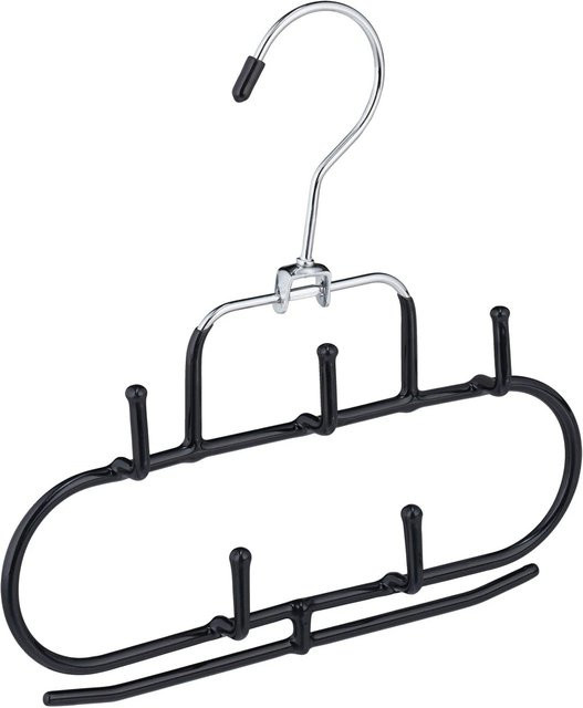 Relaxdays Gürtelhalter 3er Set aus Metall und PVC in Schwarz und Silber, klappbar und rutschfest mit 5 Haken, B/T/H: 20 x 20 x 2 cm - Bild 1