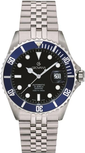 Grovana Taucheruhr Edelstahl, Automatik, schwarzes Zifferblatt, 42 mm, Herren - Bild 1