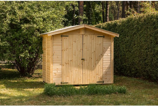 Holz-Gartenhaus Geräteschuppen mit Satteldach in Braun, Unbehandelt, B: 190 cm, H: 80 cm, T: 70 cm - Bild 1