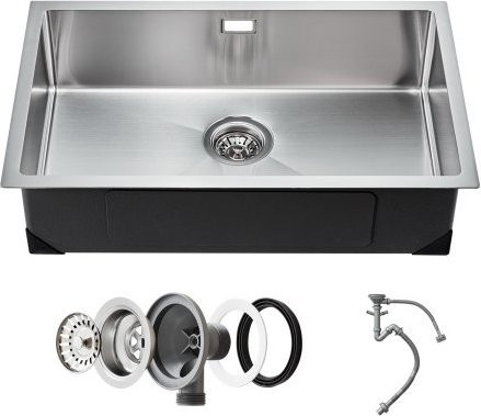 VEVOR Edelstahl Küchenspüle als Unterbauspüle in Silber, Einzelbecken mit Zubehör, B/T/H: 70 x 43 x 19 cm - Bild 1