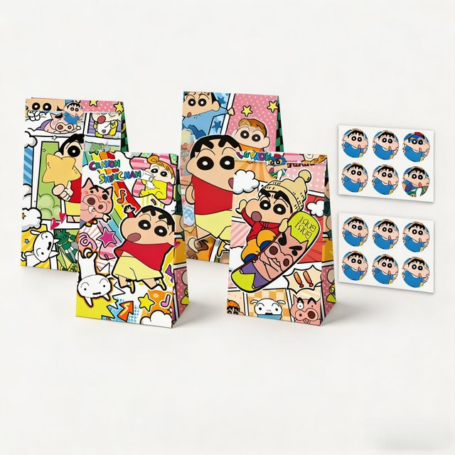 Bandai Crayon Shin-chan Party-Geschenktüten mit Aufklebern in Mehrfarbig für Kindergeburtstage - Bild 1