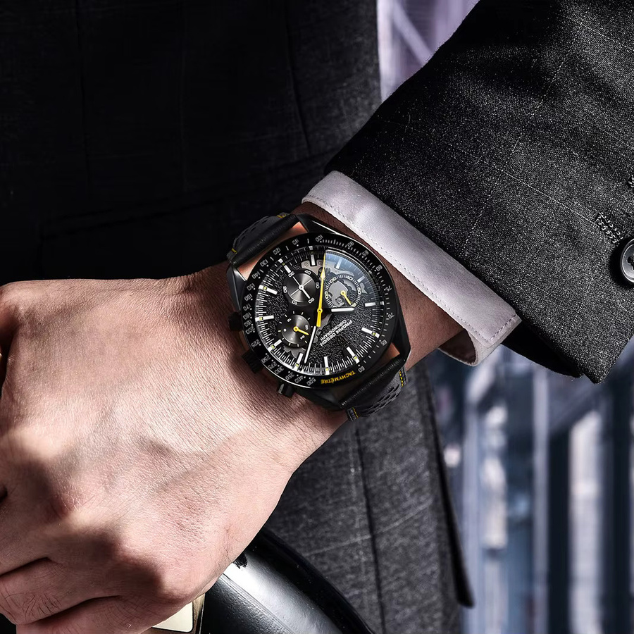 PAGANI DESIGN Chronograph, Quarz, Edelstahl, Saphirglas, Leder, Herren - Bild 5