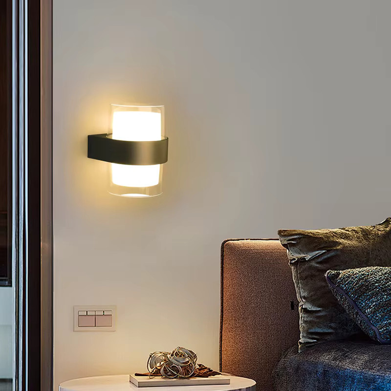 EnwYe LED Wandleuchte Modern Up-Down aus Metall und Glas in Weiß für Schlafzimmer, Wohnzimmer und Flur - Bild 2