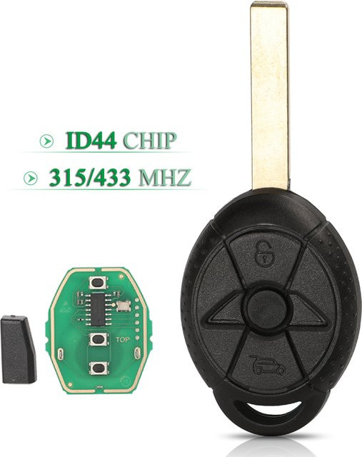 Jingyuqin Ersatz Autoschlüssel mit 2-Tasten-Fernbedienung für BMW Mini Cooper S R50 R53, 315MHz/433MHz, ID44 Chip, Farbe: Schwarz - Bild 1