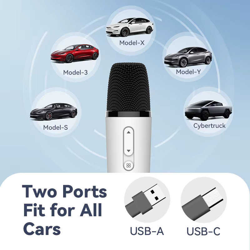 PUREMIC Q1PRO Tesla Karaoke-Mikrofon in Weiß mit tragbarer Tasche, kabelloses Mikrofon mit 8 Joy-Effekten, wiederaufladbar via USB-C und Aux-In-Empfänger - Bild 2
