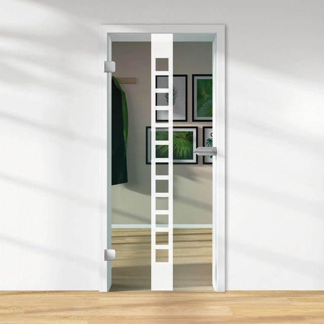Skyscope Glasdrehtür ESG Floatglas mit Lasermattierung, DIN Links, Transparent, H x B x T: 197,2 x 83,4 x 0,8 cm - Bild 1