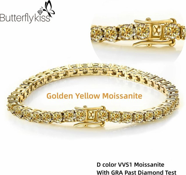 Butterflykiss Tennis Armband, 925 Silber, Roségold plattiert, Moissanit, Unisex - Bild 1