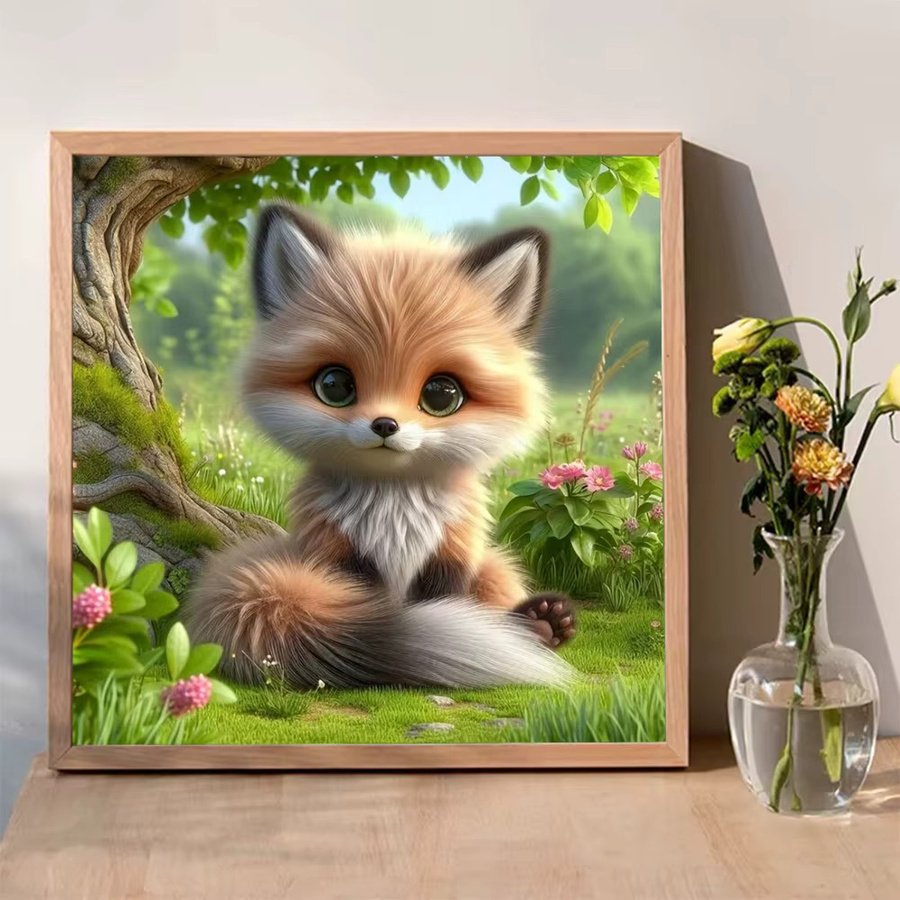 Momoart Fuchs Diamantmalerei DIY-Set mit Rundsteinen in Multicolour, Cartoon Tier Mosaik zum Selbermachen - Bild 3
