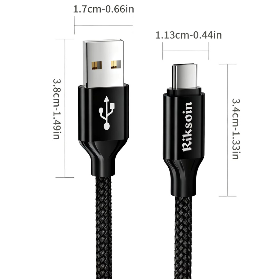 3er-Set Riksoin USB-C-Ladekabel für schnelles Laden und Datenübertragung, kompatibel mit iPhone 15-17, Samsung, Xiaomi und Google - Bild 1