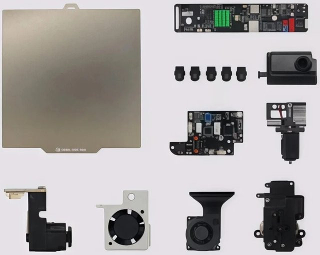 QIDI Q2 Ersatzteil-Set für FDM 3D-Drucker: Druckkopf, Hotend, Kühlventilator, Extruder-Board, Box-Hub und Filament-Wähler in Schwarz - Bild 1
