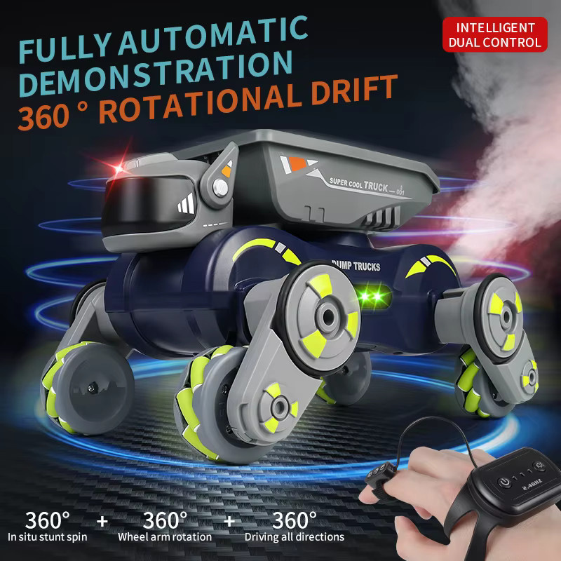 CONUSEA Roboterhund Rc Stunt-Auto mit Lichtern und Spray, Orange - Bild 3