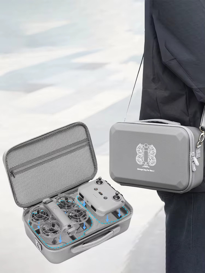 BRDRC NEO 2 Tragetasche für DJI NEO 2 Drohne und RC-N3 Fernbedienung, All-in-One Aufbewahrungstasche mit Schultergurt, Grau - Bild 5