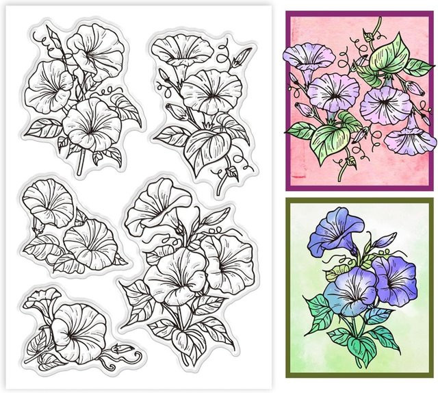 Transparenter Silikonstempel Morning Glory für DIY-Kartenherstellung und Scrapbooking - Bild 1