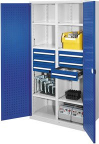 Kappes Schwerlastschrank MMT Mod. 53 aus Stahl mit abschließbaren Türen und innenliegenden Lochplatten, Farben: Grau/Blau, B/T/H: 100 x 60 x 195 cm - Bild 1