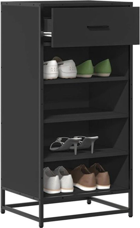 Schuhregal Vidaxl in Schwarz aus Holzwerkstoff und Metall, Modern, B/T/H: 48 x 38 x 97,5 cm - Bild 1