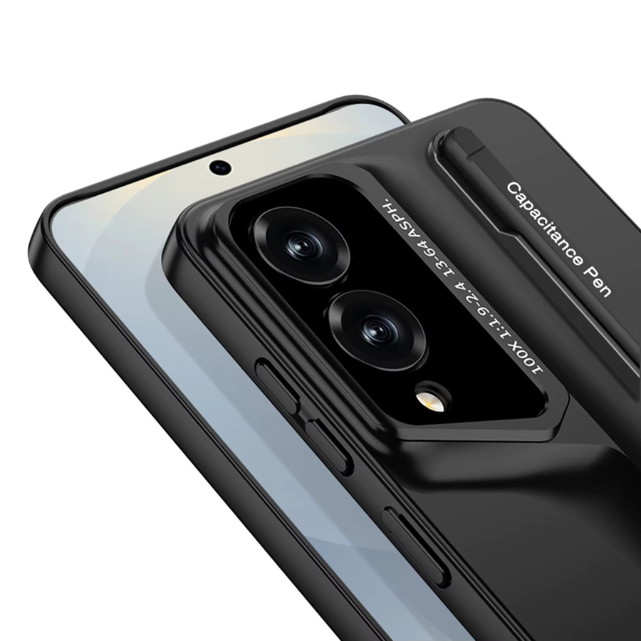 Mecha Anti-Klopf-Hülle für Samsung Galaxy S25 Edge Ultra, S24U, S23U mit Stift, mattiert, Schwarz - Bild 2