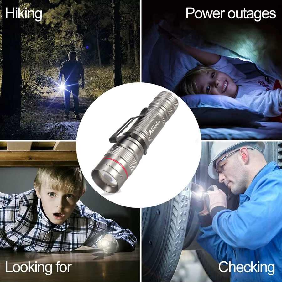 Alonefire Zoom Mini-Taschenlampe mit LED-Beleuchtung und verstellbarem Fokus für Outdoor, Camping und Wandern - Bild 5
