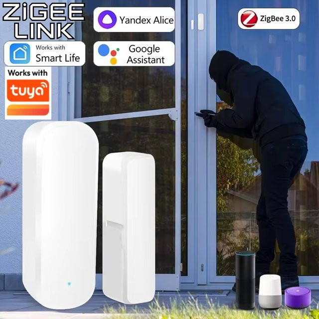 Shine-tale Tuya Zigbee 3.0 Tür- und Fenstersensor in Weiß für Smart Home Sicherheitsalarm mit Alexa und Home Assistant Unterstützung - Bild 1