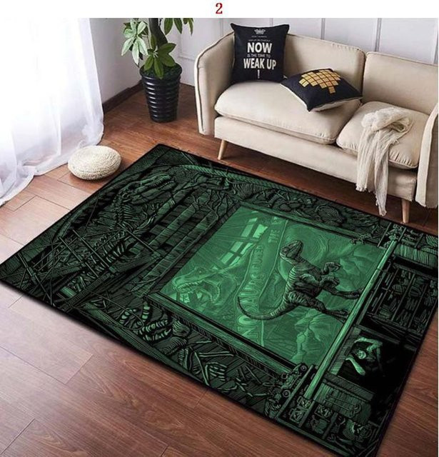 Karpetti Jurassic Park Kinderteppich mit Dinosaurier-Motiv, Waschbar, Grün, B x T: 140 x 200 cm - Bild 1
