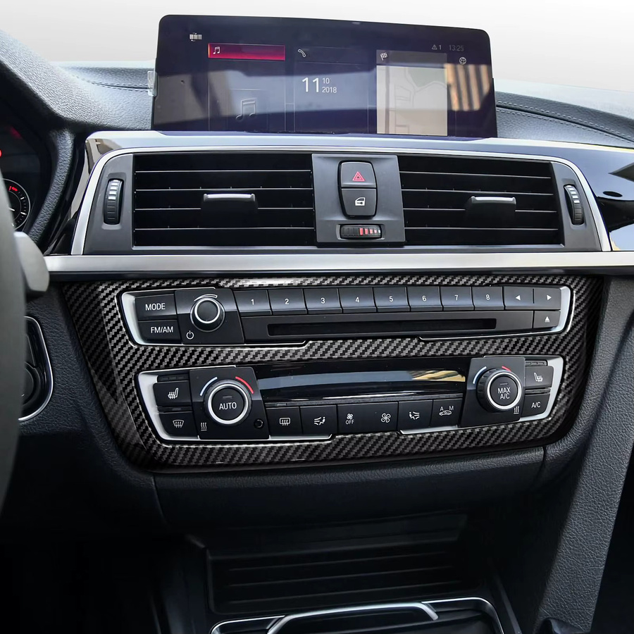 Hengyueshang Carbon Fiber ABS Aufkleber für BMW F30 F31 F34 3GT F32 F33 F36 Mittelkonsole CD und Lautstärkeregler Panel Abdeckung in Schwarz - Bild 4