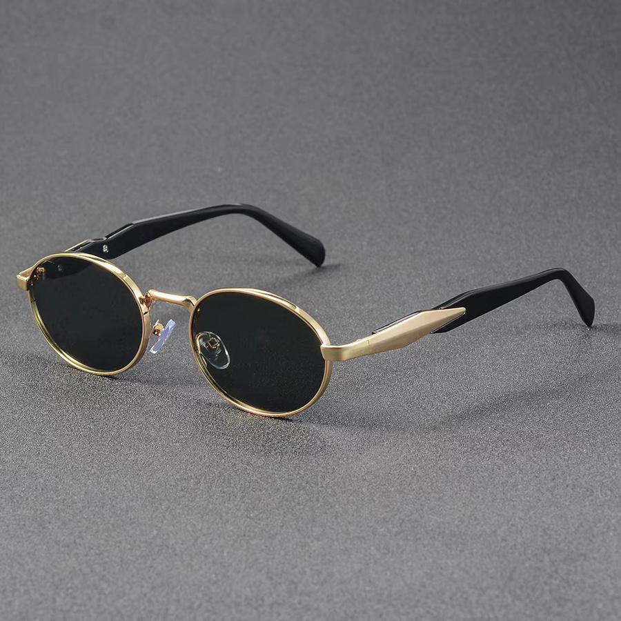 CRIXALIS Sonnenbrille Oval, Metall, Vollrand, Gold, Unisex - Bild 2