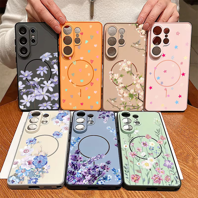 Magnetische Handyhülle mit Blumenmuster für Samsung Galaxy S26 S25 S24 S23 S15 A56 A55 A36 A37 A17 A16 A15 in Blau und Mehrfarbig - Bild 2