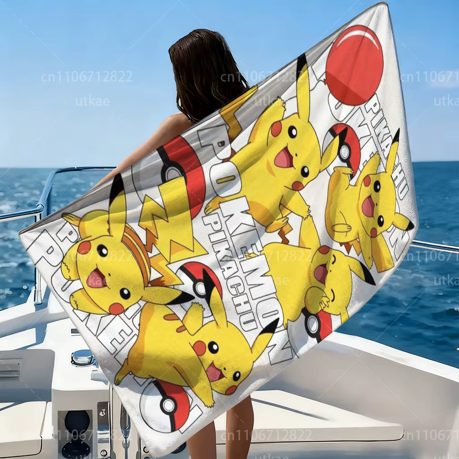 Potdemiel Pokémon Pikachu Mikrofaser Strandtuch, schnelltrocknendes und sandfreies Handtuch in Multicolour - Bild 4