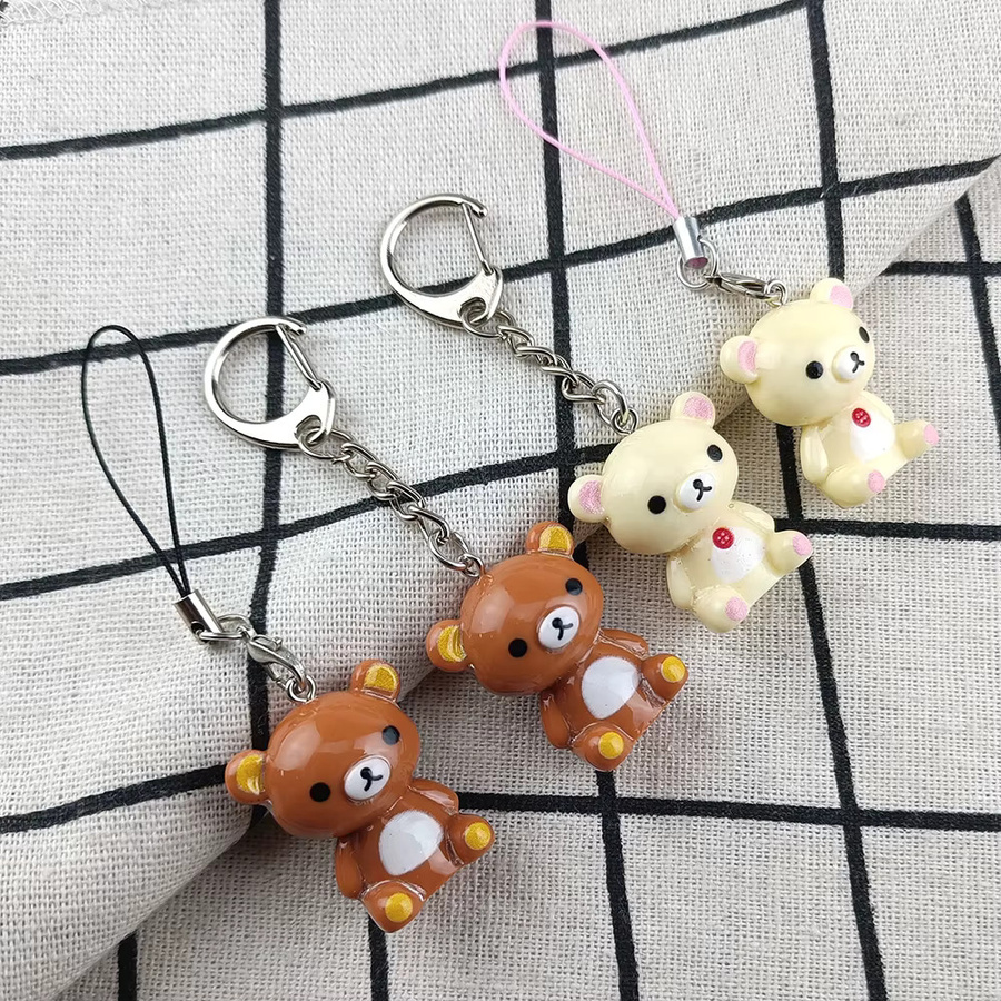 YUMEI Schlüsselanhänger, Rilakkuma Bär, Glocke, Perlen, 2 Stück - Bild 3