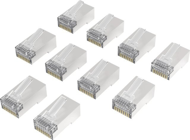 Hama Netzwerkstecker CAT 6A Ethernet LAN 10 Gbit/s geschirmt, 10 Stück, transparent - Bild 1