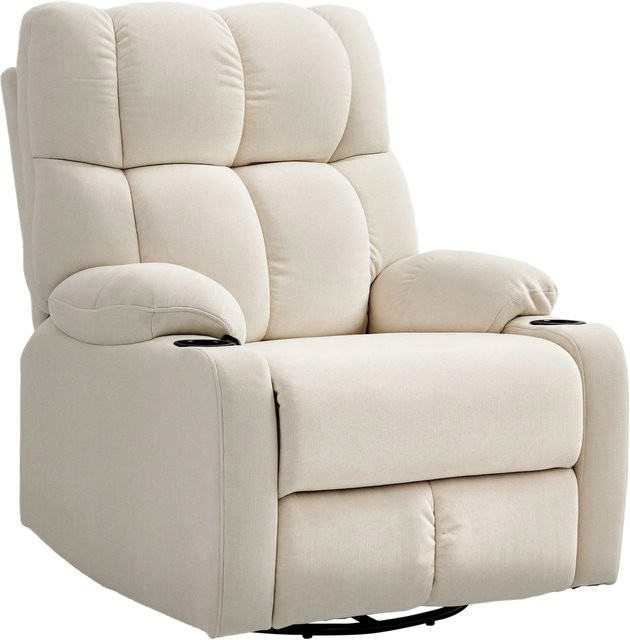 HOMCOM Relaxsessel aus Polyester und Stahl in Beige mit Armlehnen und Schwenkfunktion, Tiefe: 88 cm, Breite: 96 cm, Höhe: 108 cm - Bild 1