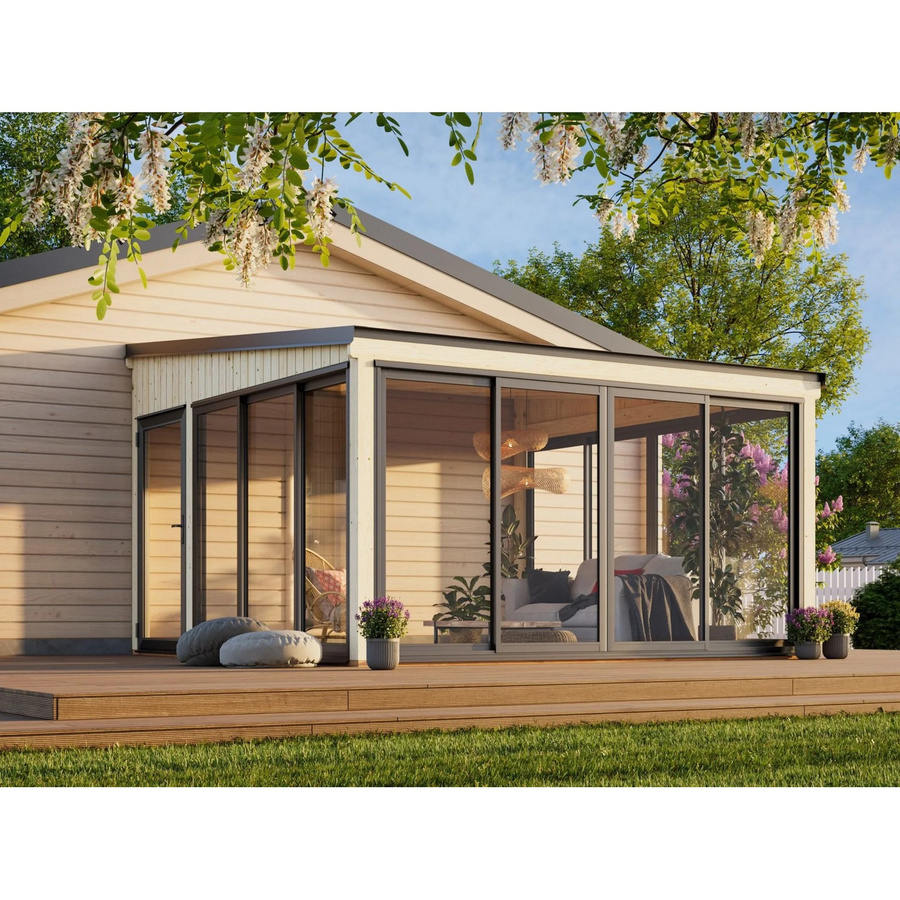 Palmako Gartenhaus Lumi Slide aus Fichtenholz mit Pultdach in Natur, B/T: 420 x 420 cm - Bild 2